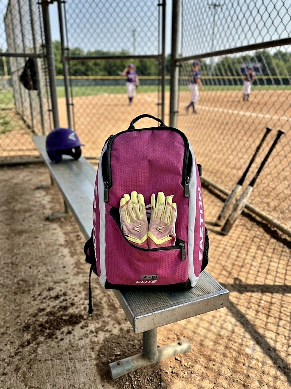 Easton Game Ready Youth Backpack in Pink & White